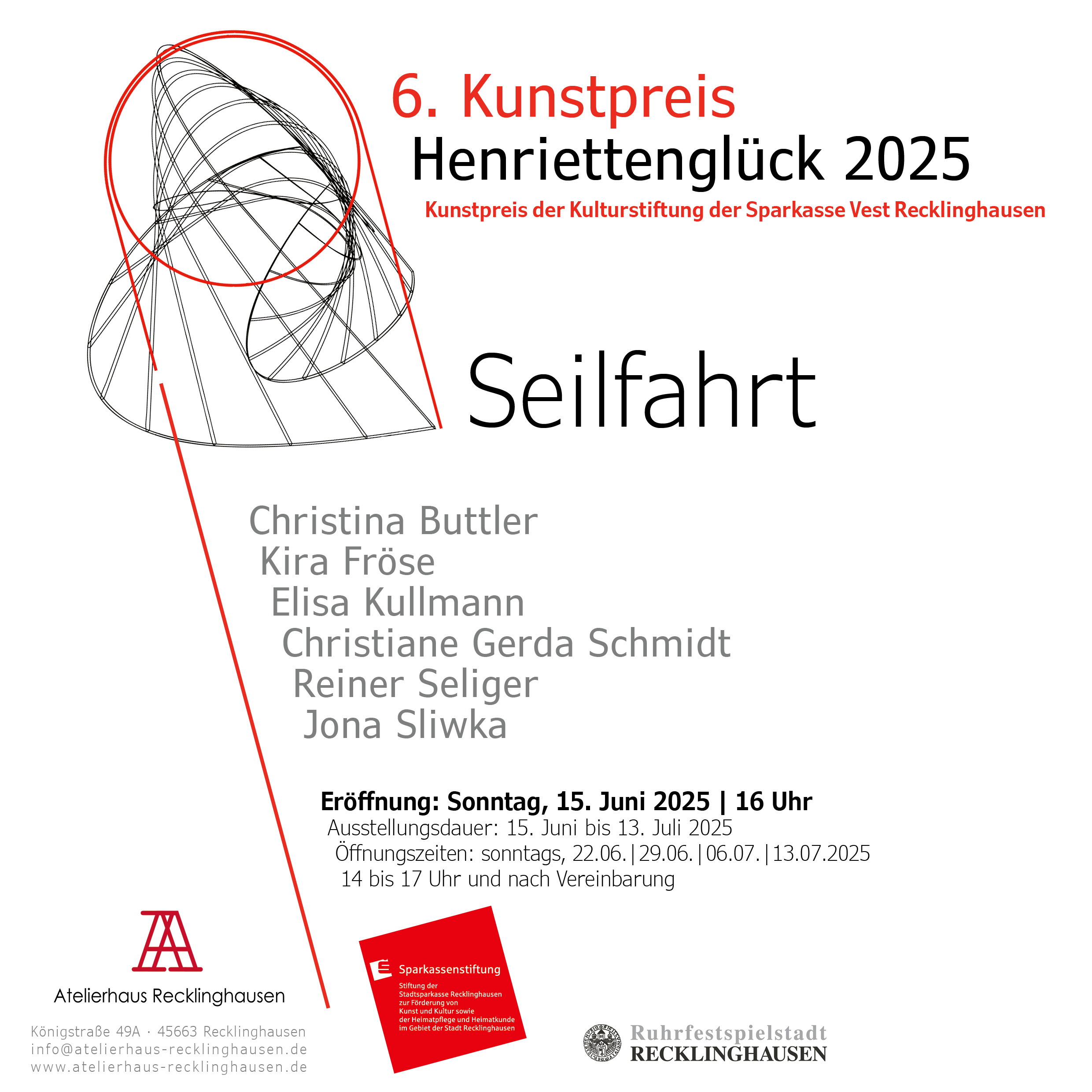 Eventbild für Jona Sliwka, Christina Buttler u.a. /// 6. Kunstpreis Henriettenglück 2025 /// Seilfahrt