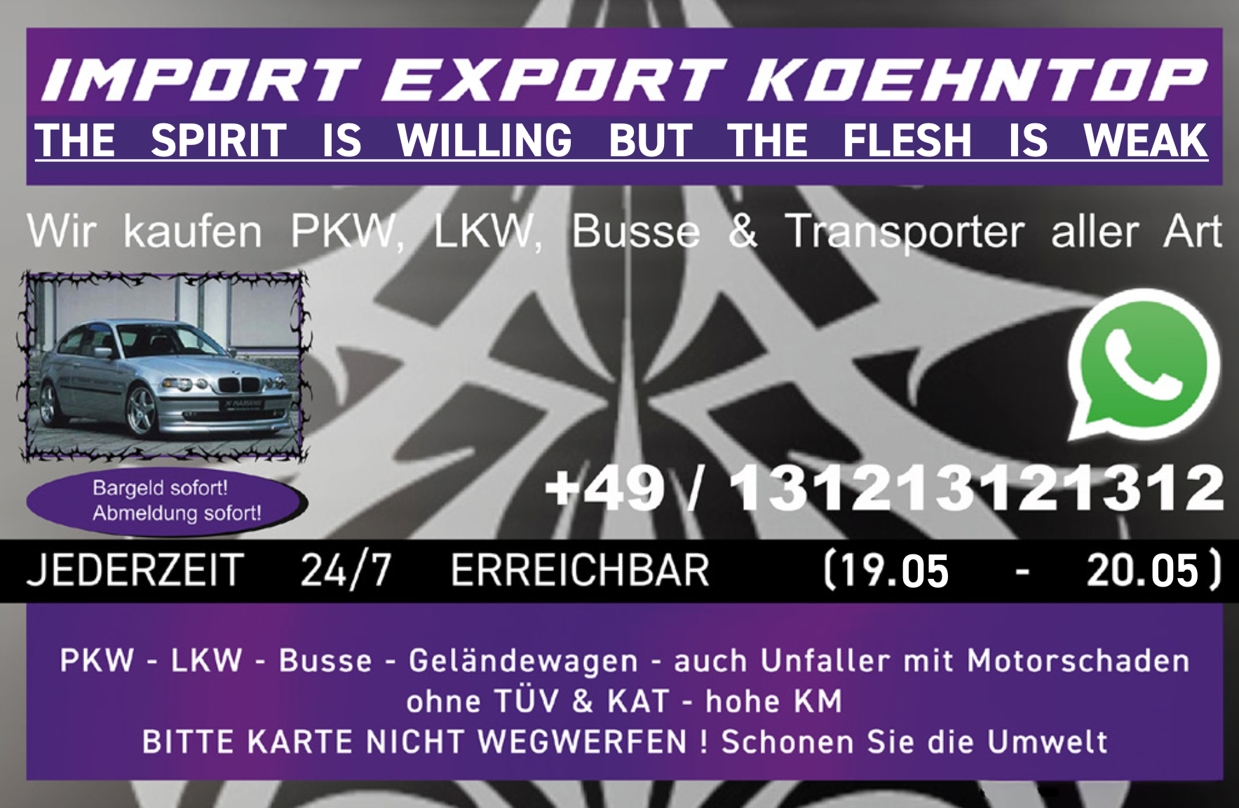 Eventbild für Examensausstellung: Finn Köhntop /// THE SPIRIT IS WILLING BUT THE FLESH IS WEAK