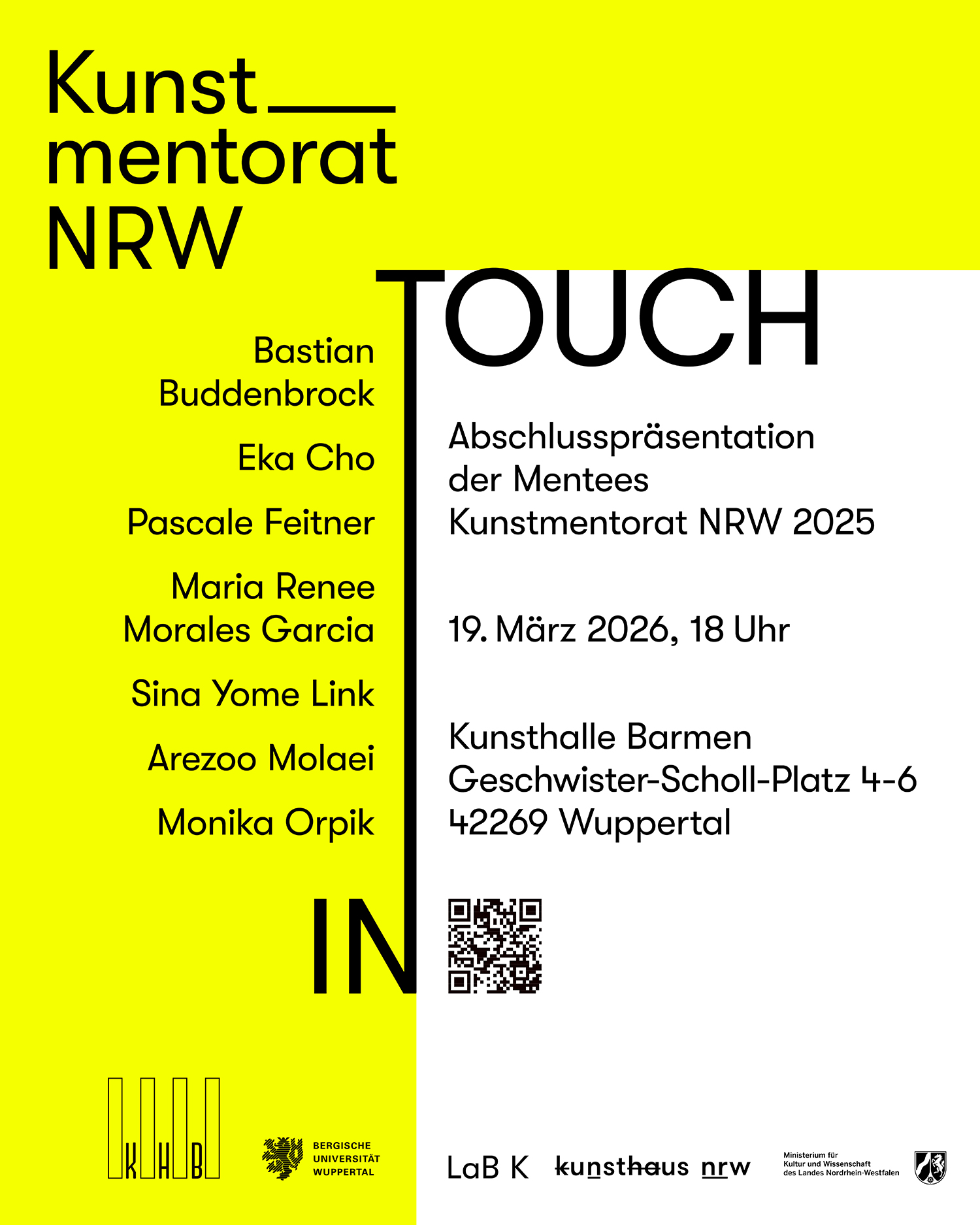 Eventbild für In Touch – Abschlusspräsentation Kunstmentorat LaB K NRW